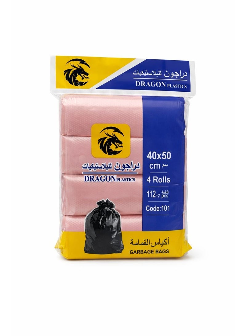 DRAGONS Dragon Garbage Bags – 10 Gallon (40 × 50 cm), Pink, Pack of 4 (112 + 2 Free Bags) - Image 1